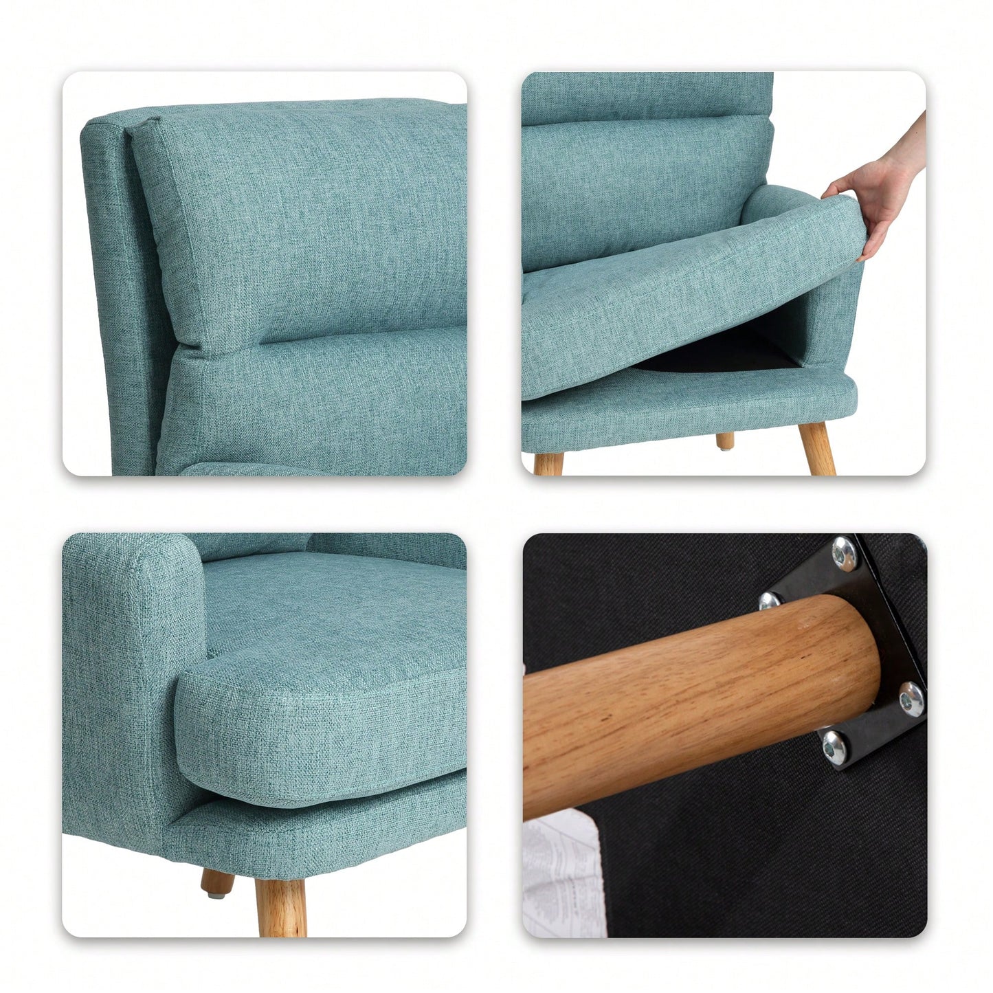 Mid Century Modern Accent Chair and Ottoman Set with Adjustable Backrest for Living Room and Bedroom