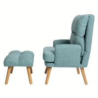 Mid Century Modern Accent Chair and Ottoman Set with Adjustable Backrest for Living Room and Bedroom