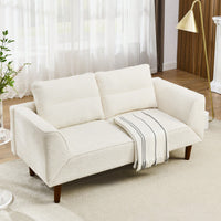 Beige Versatile Comfort Convertible Futon Sofa Bed with Adjustable Armrests and Thick Cushions for Living Room or Bedroom