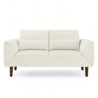 Beige Versatile Comfort Convertible Futon Sofa Bed with Adjustable Armrests and Thick Cushions for Living Room or Bedroom