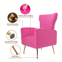 Chic Velvet Wingback Accent Chair With Gold Legs - Stylish Upholstered Armchair For Living Room Or Bedroom
