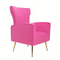Chic Velvet Wingback Accent Chair With Gold Legs - Stylish Upholstered Armchair For Living Room Or Bedroom