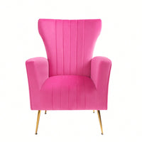 Chic Velvet Wingback Accent Chair With Gold Legs - Stylish Upholstered Armchair For Living Room Or Bedroom