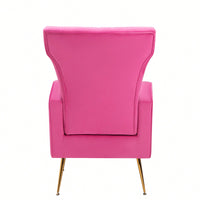 Chic Velvet Wingback Accent Chair With Gold Legs - Stylish Upholstered Armchair For Living Room Or Bedroom