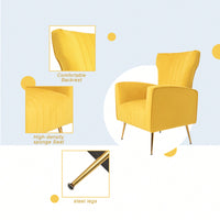Chic Velvet Wingback Accent Chair With Gold Legs - Stylish Upholstered Armchair For Living Room Or Bedroom