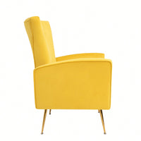 Chic Velvet Wingback Accent Chair With Gold Legs - Stylish Upholstered Armchair For Living Room Or Bedroom