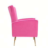 Elegant Velvet Wingback Accent Chair With Gold Legs - Upholstered Arm Chair For Living Room And Bedroom Decor