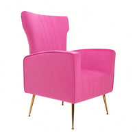 Elegant Velvet Wingback Accent Chair With Gold Legs - Upholstered Arm Chair For Living Room And Bedroom Decor