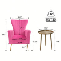 Elegant Velvet Wingback Accent Chair With Gold Legs - Upholstered Arm Chair For Living Room And Bedroom Decor