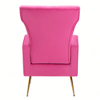 Elegant Velvet Wingback Accent Chair With Gold Legs - Upholstered Arm Chair For Living Room And Bedroom Decor