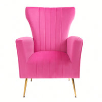 Elegant Velvet Wingback Accent Chair With Gold Legs - Upholstered Arm Chair For Living Room And Bedroom Decor