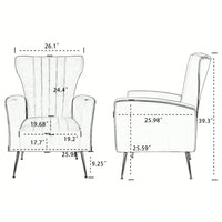 Elegant Velvet Wingback Accent Chair With Gold Legs - Upholstered Arm Chair For Living Room And Bedroom Decor