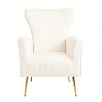 Elegant Velvet Wingback Accent Chair With Gold Legs - Upholstered Arm Chair For Living Room And Bedroom Decor