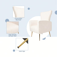Elegant Velvet Wingback Accent Chair With Gold Legs - Upholstered Arm Chair For Living Room And Bedroom Decor