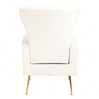 Elegant Velvet Wingback Accent Chair With Gold Legs - Upholstered Arm Chair For Living Room And Bedroom Decor