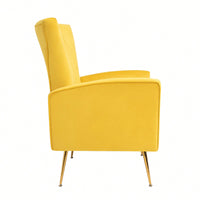 Elegant Velvet Wingback Accent Chair With Gold Legs - Upholstered Arm Chair For Living Room And Bedroom Decor