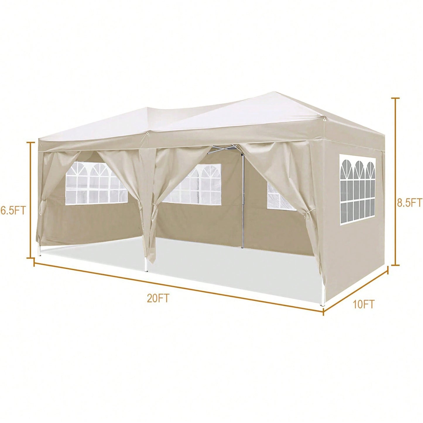 10'x20' Portable Folding Canopy With 6 Removable Sidewalls - UPF 50+ Gazebo Shelter For Outdoor Events, Parties, Camping, And Weddings