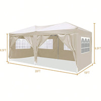 10'x20' Portable Folding Canopy With 6 Removable Sidewalls - UPF 50+ Gazebo Shelter For Outdoor Events, Parties, Camping, And Weddings