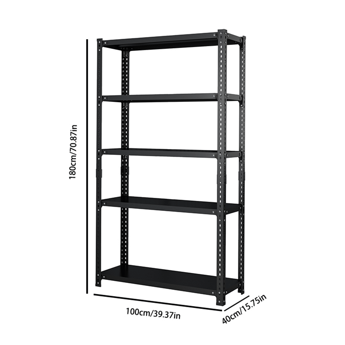 Versatile Adjustable Household Storage Rack – 5-Tier Carbon Steel Display Shelf For Basement And Balcony, 100cm X 40cm X 180cm (Black)