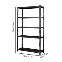 Versatile Adjustable Household Storage Rack – 5-Tier Carbon Steel Display Shelf For Basement And Balcony, 100cm X 40cm X 180cm (Black)