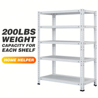 Adjustable Five-Tier Carbon Steel Household Storage Rack For Basement And Balcony – White, 120cm X 50cm X 180cm