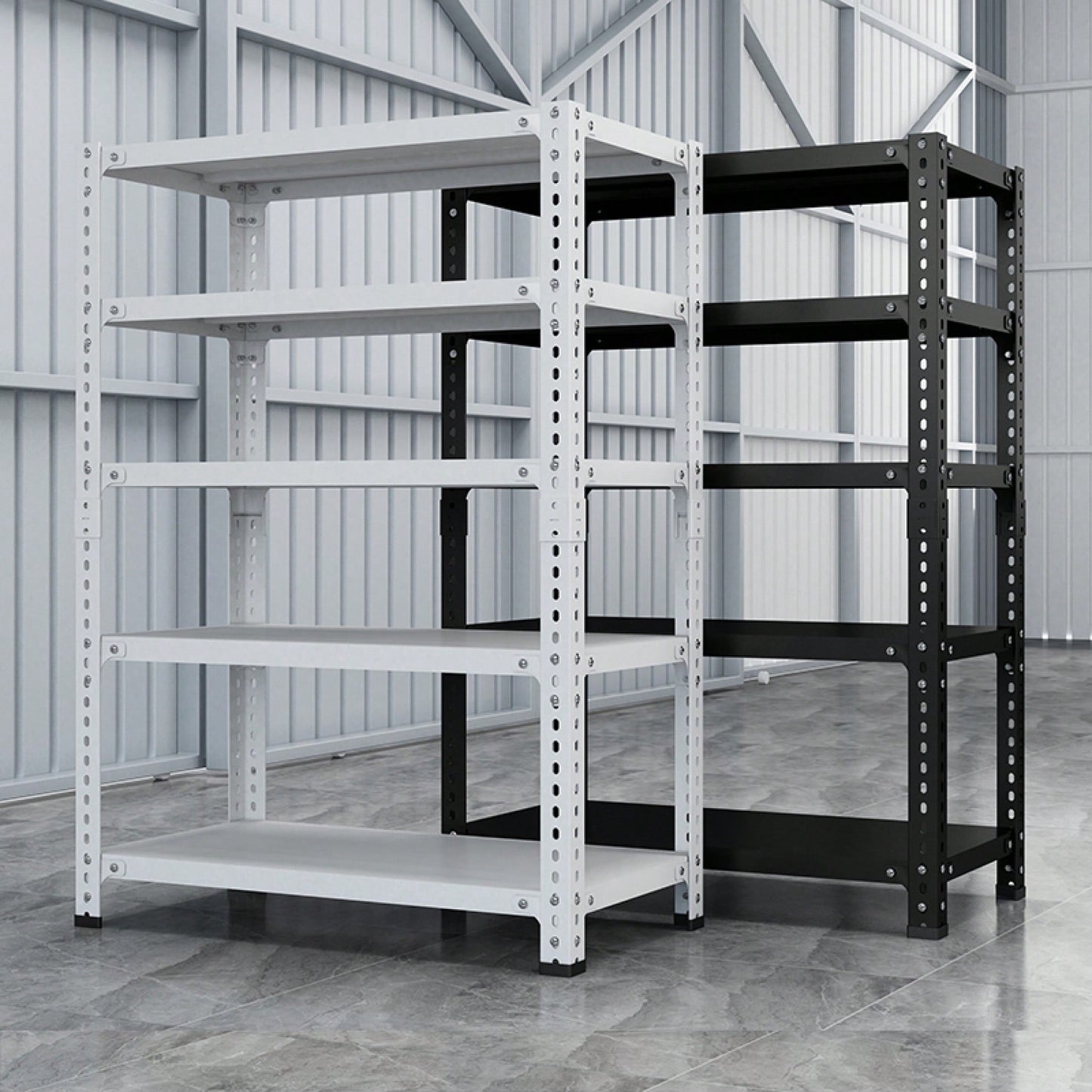 Versatile Adjustable 5-Tier Storage Rack For Home & Basement - Carbon Steel, 120cm X 40cm X 180cm, Stylish White Finish