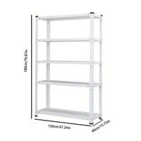 Versatile Adjustable 5-Tier Storage Rack For Home & Basement - Carbon Steel, 120cm X 40cm X 180cm, Stylish White Finish