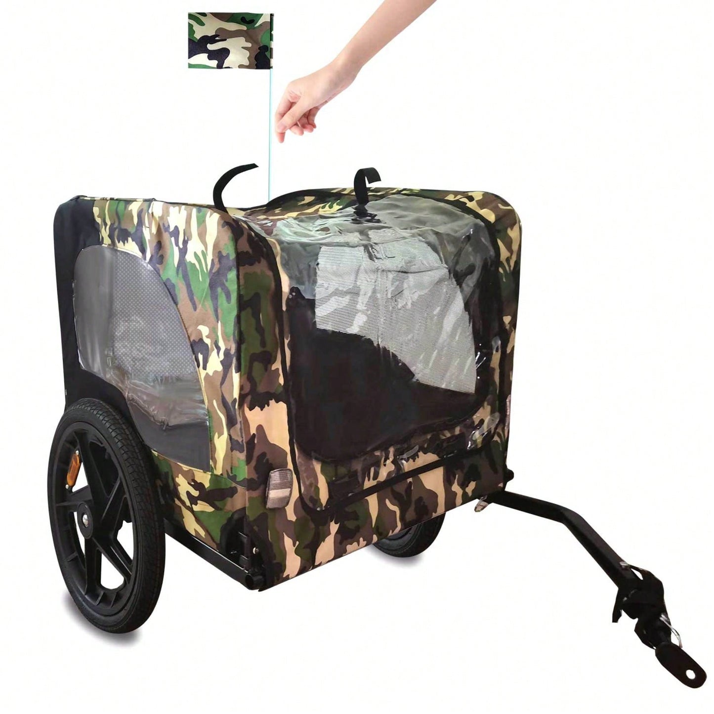 Camouflage Foldable Bicycle Trailer For Camping, Pets, And Luggage Transport