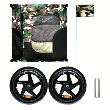 Camouflage Foldable Bicycle Trailer For Camping, Pets, And Luggage Transport