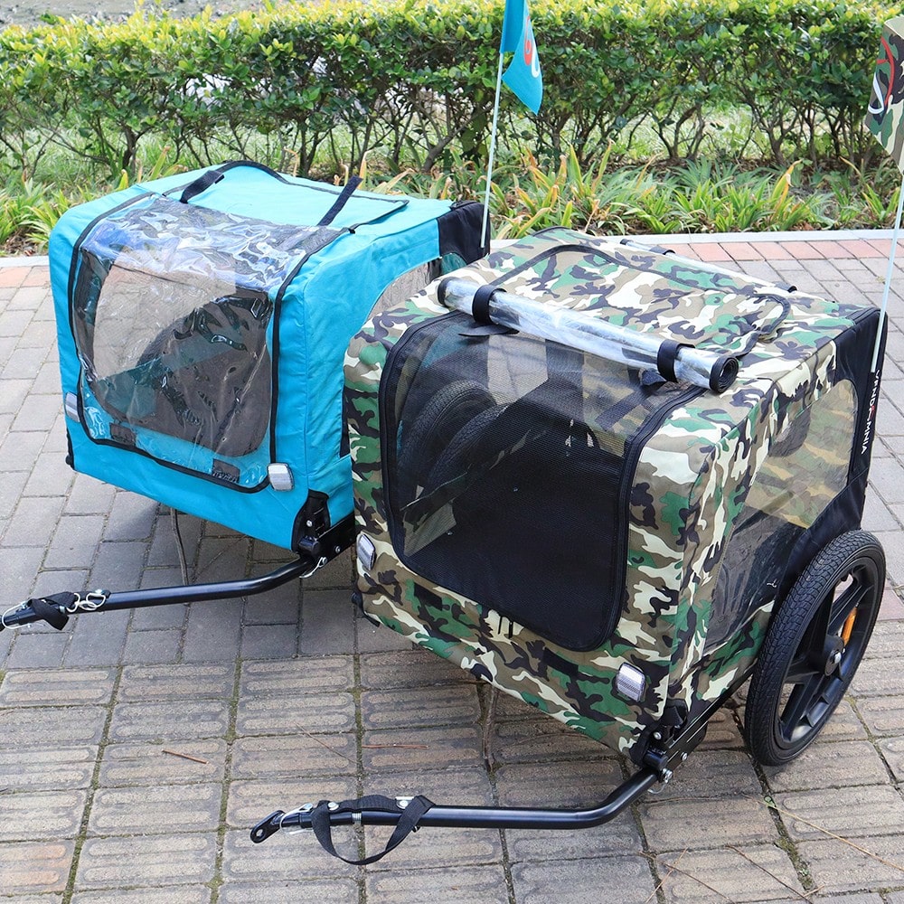 Camouflage Foldable Bicycle Trailer For Camping, Pets, And Luggage Transport