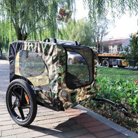 Camouflage Foldable Bicycle Trailer For Camping, Pets, And Luggage Transport