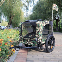 Camouflage Foldable Bicycle Trailer For Camping, Pets, And Luggage Transport