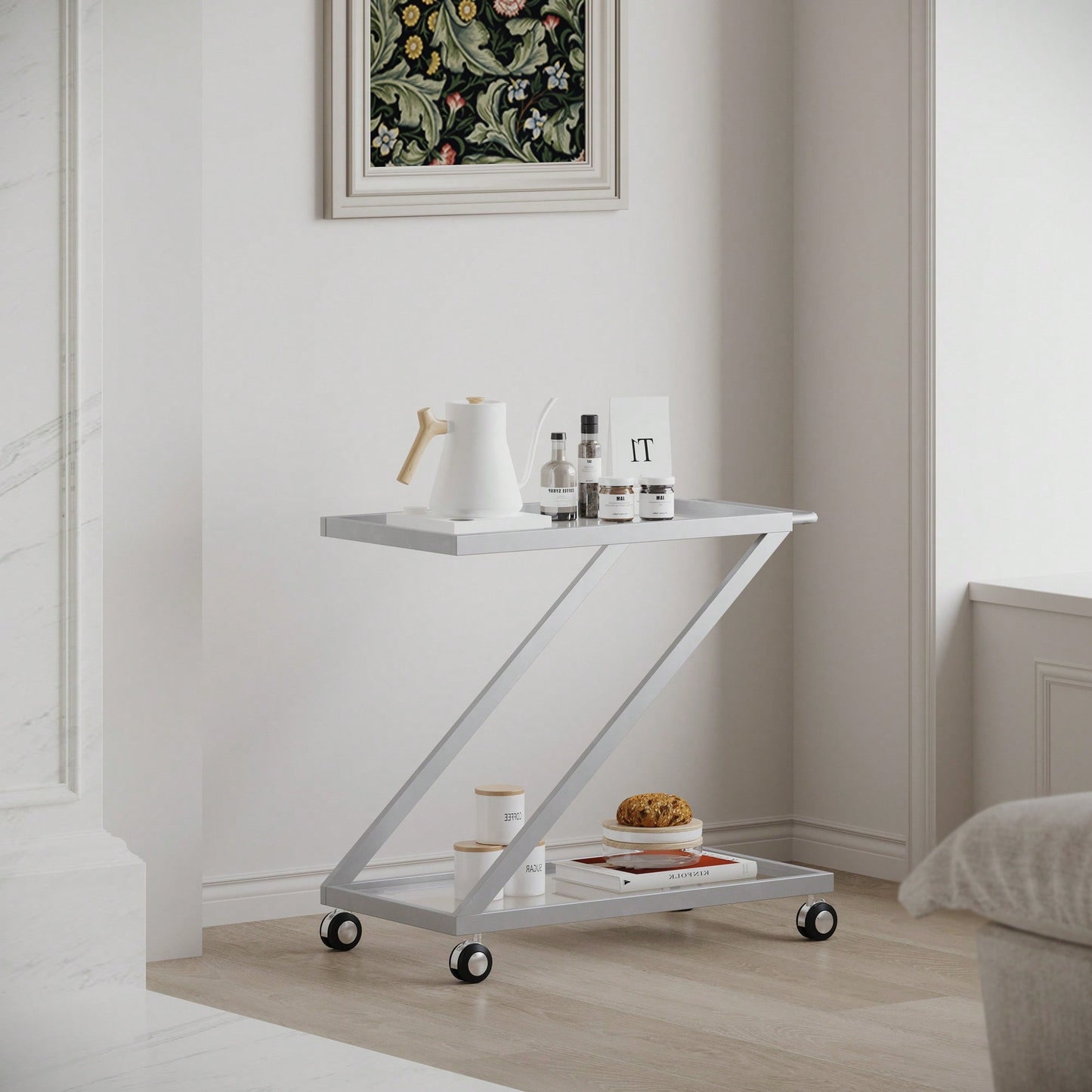 Elegant Multi-Tiered Serving Bar Cart For Entertaining And Decor Storage