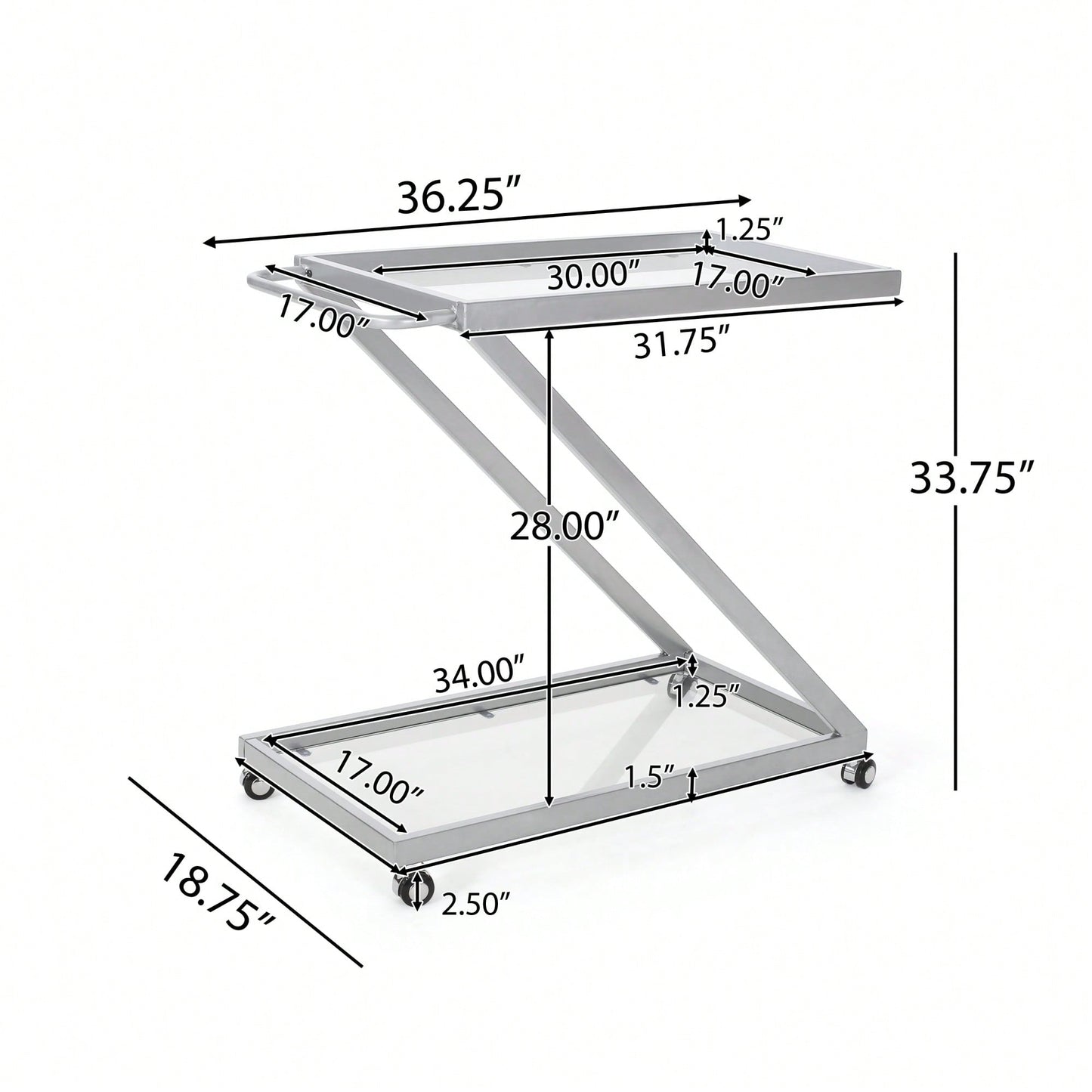 Elegant Multi-Tiered Serving Bar Cart For Entertaining And Decor Storage