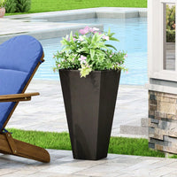 Stylish 13-Inch Outdoor Cast Stone Planter In Black - Ideal For Modern Gardens And Patios