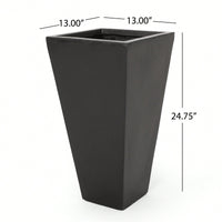 Stylish 13-Inch Outdoor Cast Stone Planter In Black - Ideal For Modern Gardens And Patios