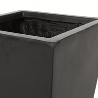 Stylish 13-Inch Outdoor Cast Stone Planter In Black - Ideal For Modern Gardens And Patios