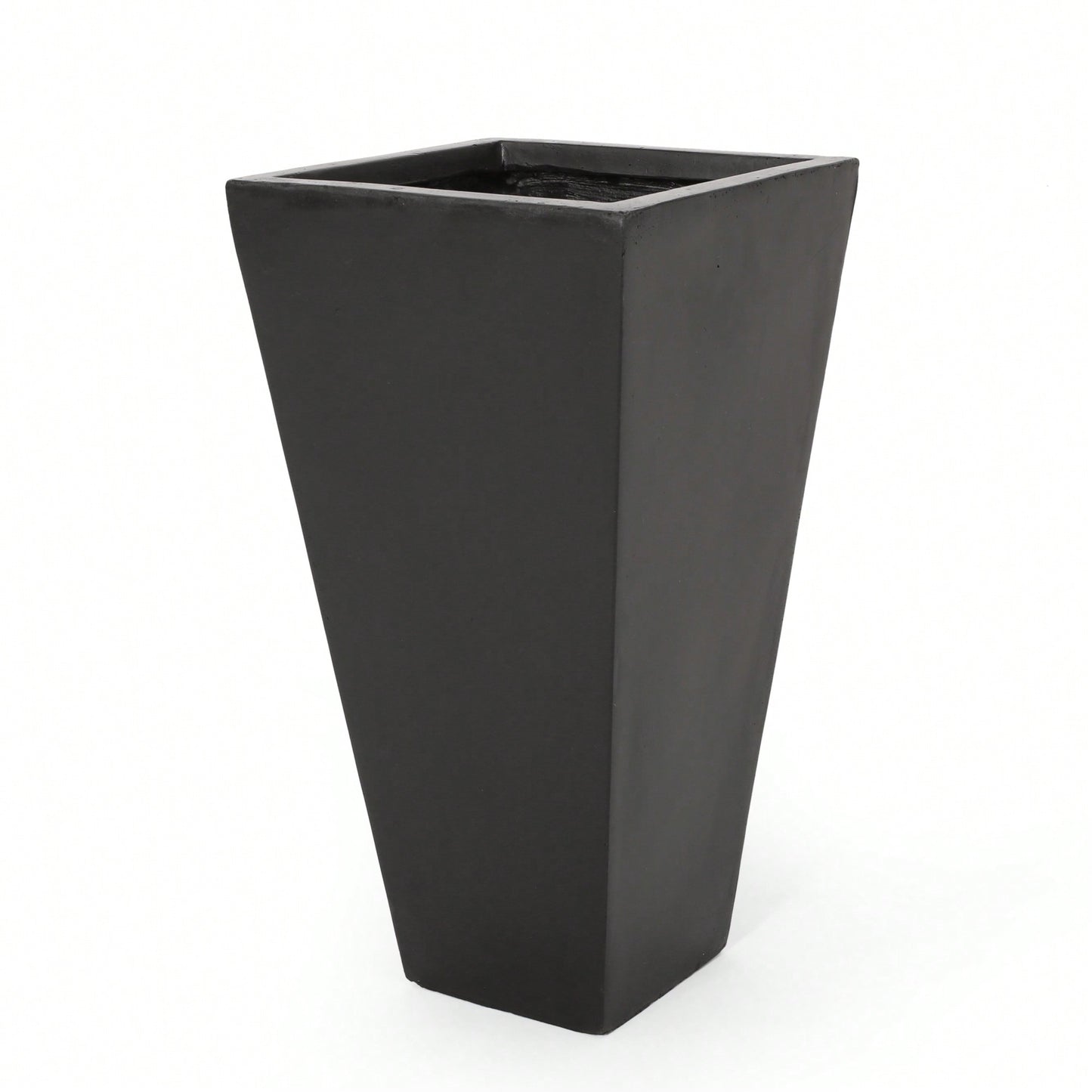 Stylish 13-Inch Outdoor Cast Stone Planter In Black - Ideal For Modern Gardens And Patios