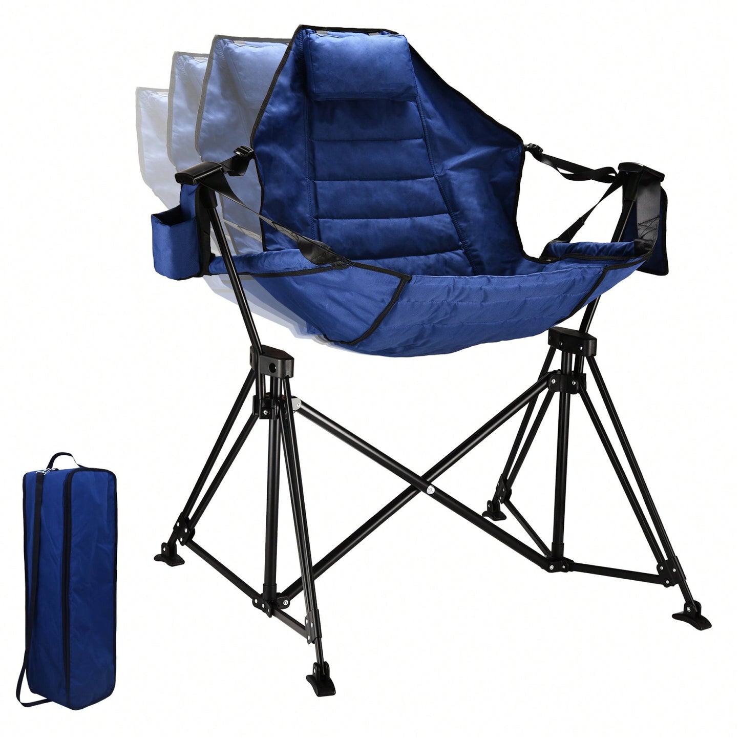 Heavy-Duty Foldable Portable Rocking Camping Chair For Adults - 350 Lbs Capacity Outdoor Swinging Lounge Seat For Lawn And Garden