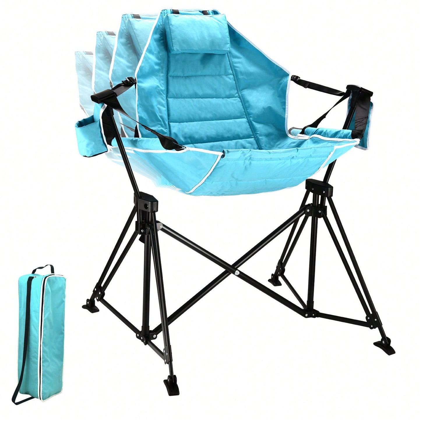 Heavy-Duty Foldable Portable Rocking Camping Chair For Adults - 350 Lbs Capacity Outdoor Swinging Lounge Seat For Lawn And Garden