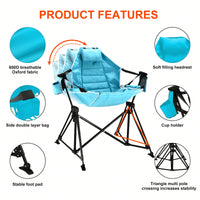 Heavy-Duty Foldable Portable Rocking Camping Chair For Adults - 350 Lbs Capacity Outdoor Swinging Lounge Seat For Lawn And Garden