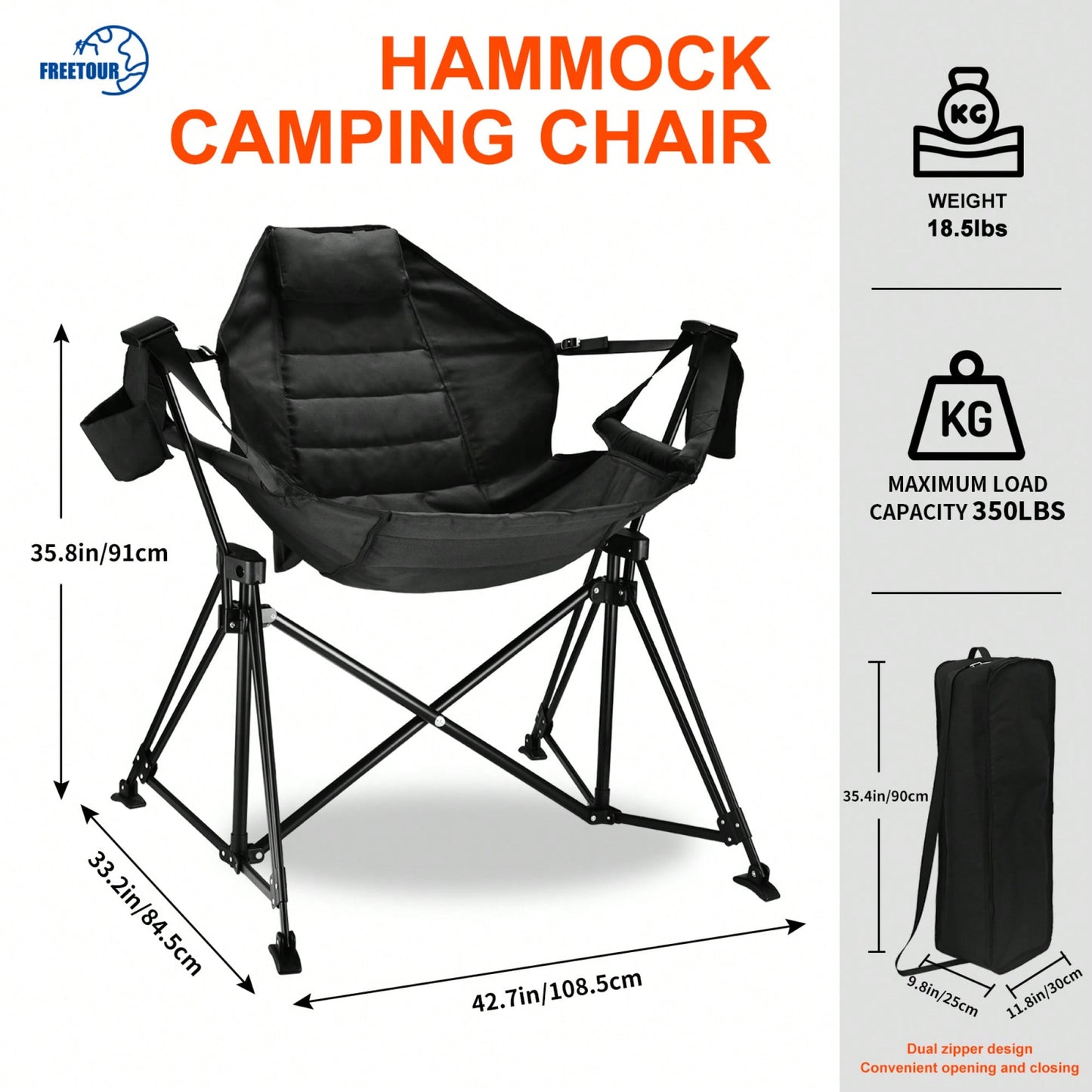 Heavy-Duty Foldable Portable Rocking Camping Chair For Adults - 350 Lbs Capacity Outdoor Swinging Lounge Seat For Lawn And Garden