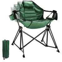 Heavy-Duty Foldable Portable Rocking Camping Chair For Adults - 350 Lbs Capacity Outdoor Swinging Lounge Seat For Lawn And Garden