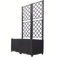 Brown Trellis Raised Garden Bed with Drainage Plug and Removable Pots for Climbing Plants Ideal for Outdoor Patios