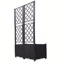 Brown Trellis Raised Garden Bed with Drainage Plug and Removable Pots for Climbing Plants Ideal for Outdoor Patios