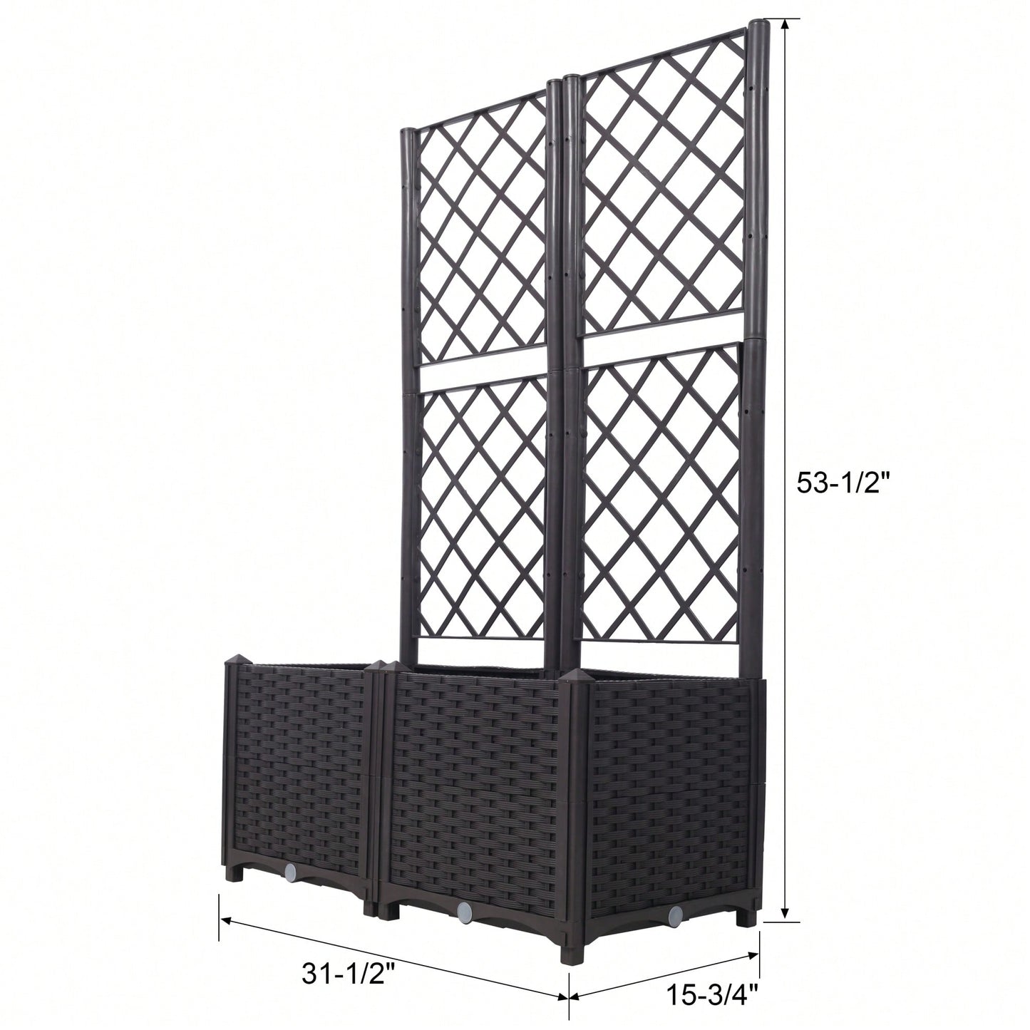 Brown Trellis Raised Garden Bed with Drainage Plug and Removable Pots for Climbing Plants Ideal for Outdoor Patios