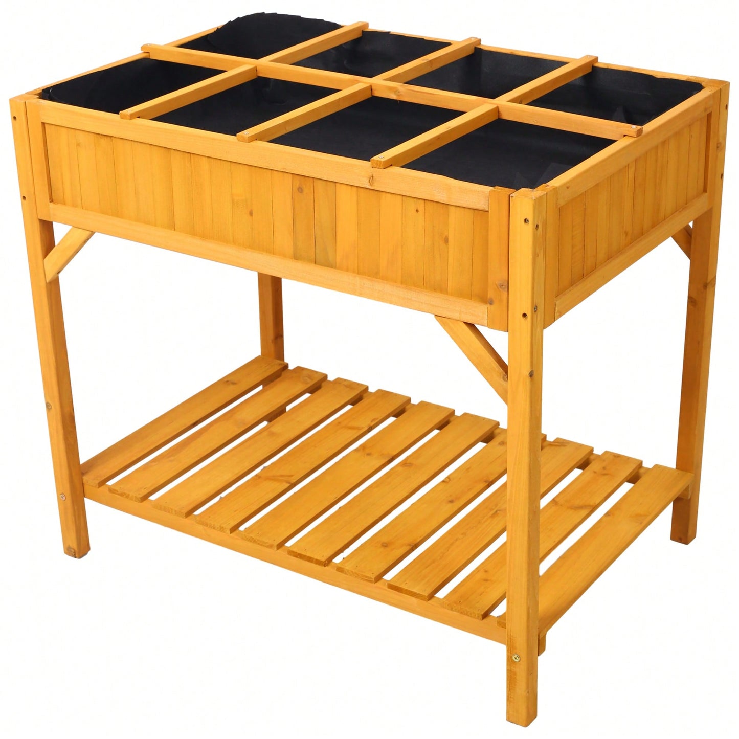 Elevated Wooden Garden Bed with Legs and 8 Dividers Ideal for Vegetables Herbs and Flowers on Deck or Patio