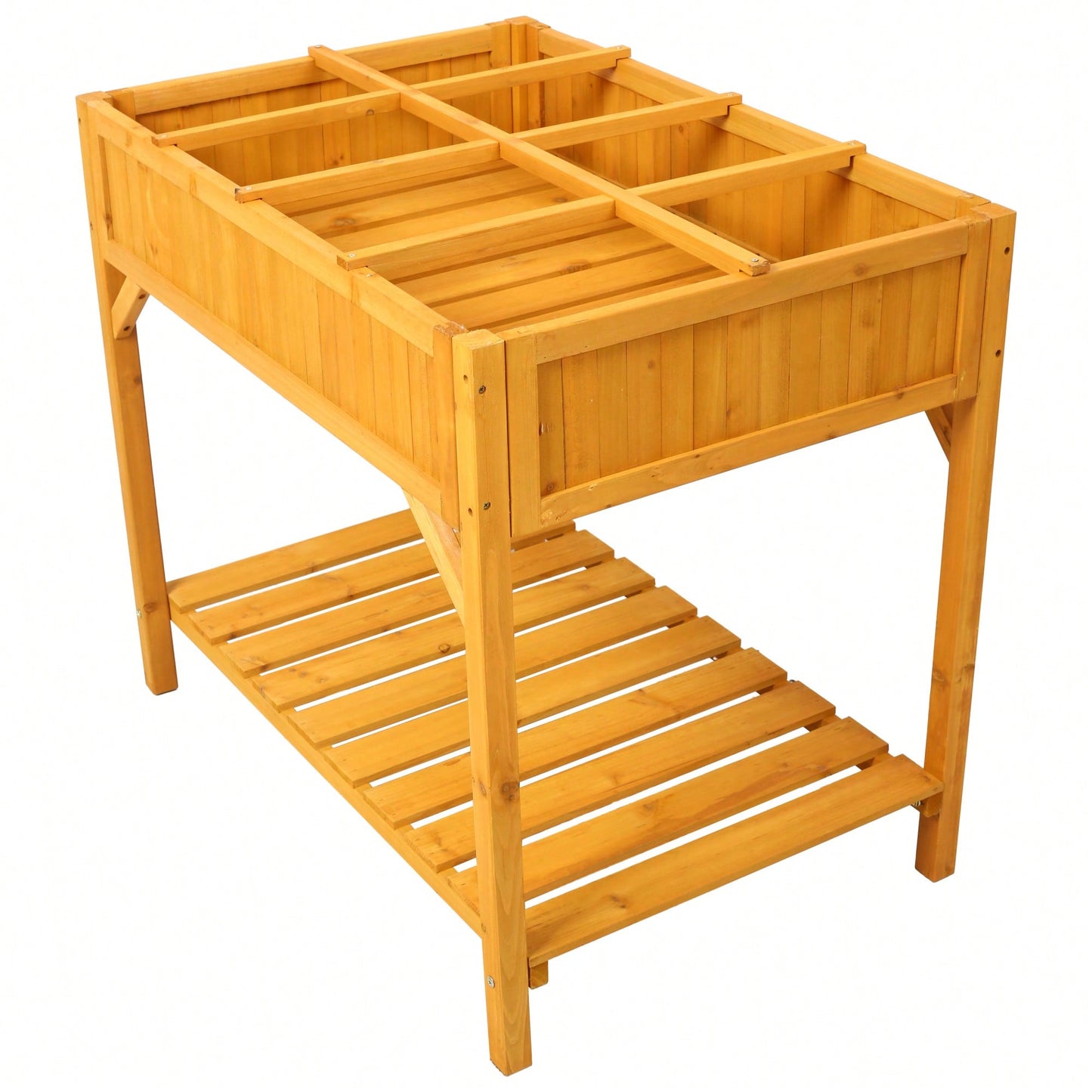 Elevated Wooden Garden Bed with Legs and 8 Dividers Ideal for Vegetables Herbs and Flowers on Deck or Patio