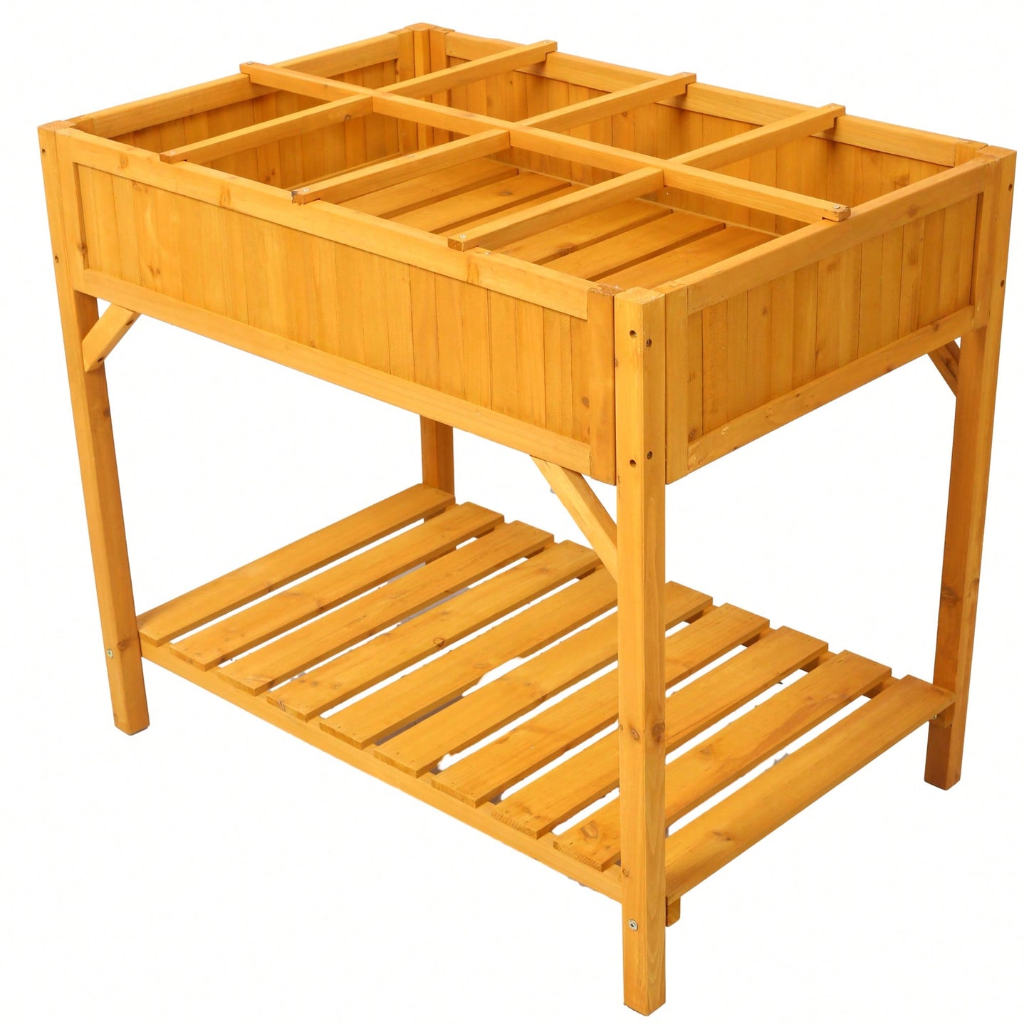 Elevated Wooden Garden Bed with Legs and 8 Dividers Ideal for Vegetables Herbs and Flowers on Deck or Patio