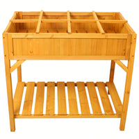 Elevated Wooden Garden Bed with Legs and 8 Dividers Ideal for Vegetables Herbs and Flowers on Deck or Patio